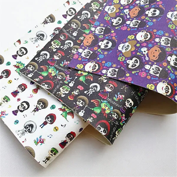 

Free shipping A4 20*33CM cartoon print synthetic leather fabric for DIY accessories BHY666