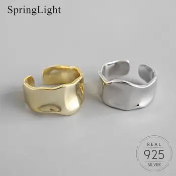 

Springlight Hammered Irregular Surface Open Ring Real 925 Sterling Silver Unique Handmade Designer Fine Jewelry Rings for Women