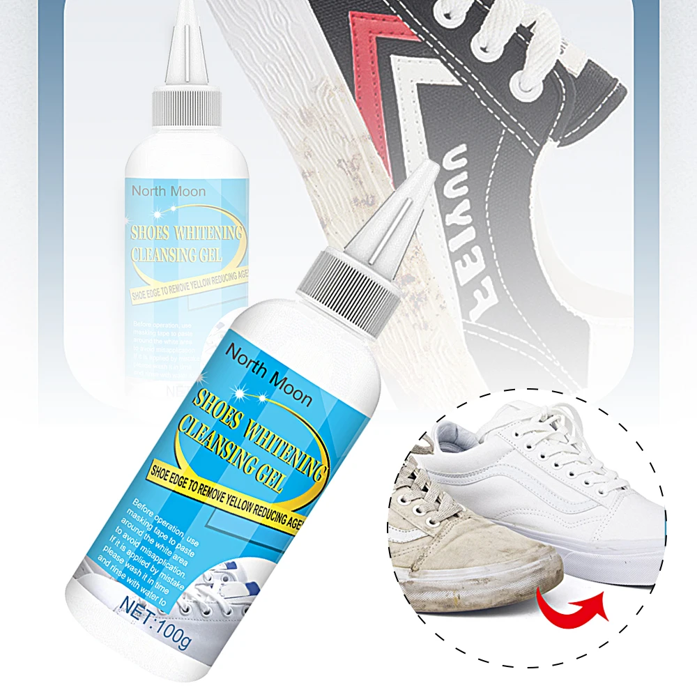 100ml Shoes Cleaner Kit with Tape & Brush Shoes Whitening Kit Multifunction White Shoe Cleaning Agent for Canvas Fabric 2