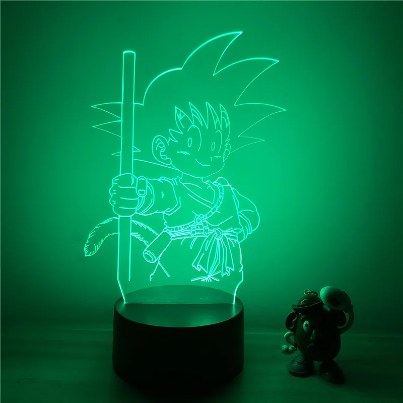 3D светодиодный ночной Светильник аниме Dragon Ball Z Goku Kid Child Ver. Фигурка 7 цветов Сенсорная Оптическая иллюзия настольная модель