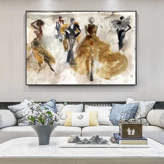 Abstract Oil Painting with Dancing People Printed on Canvas 1