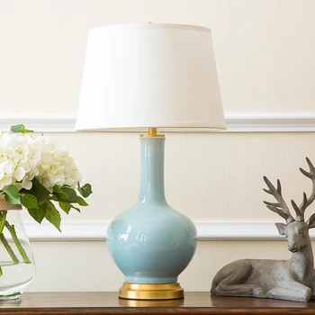 

American high temperature ceramic table lamp copper accessories new Chinese living room bedroom bedside decoration lw524449py