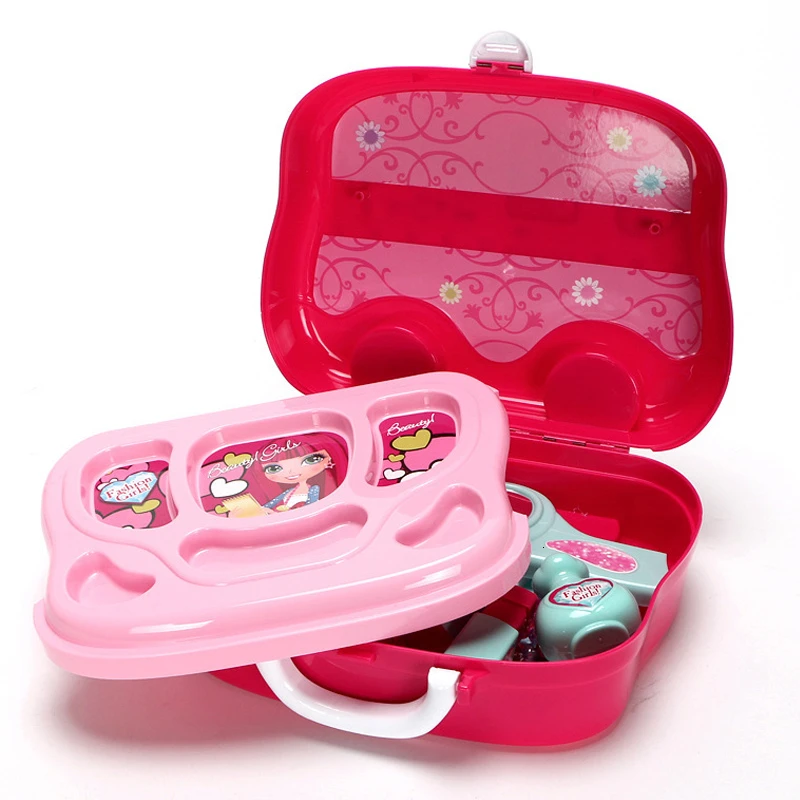 Дети принцесса игрушки Парикмахерская ролевые игры портативные игрушечные чемоданчики розовый косметический набор для девочек макияж набор подарки