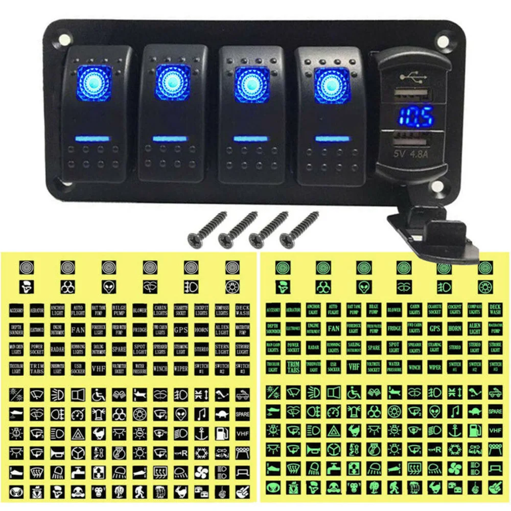 Автомобильный переключатель Панель лодка морской 12 V/24 V с USB водостойкая наклейка-этикетка прочный и практичный