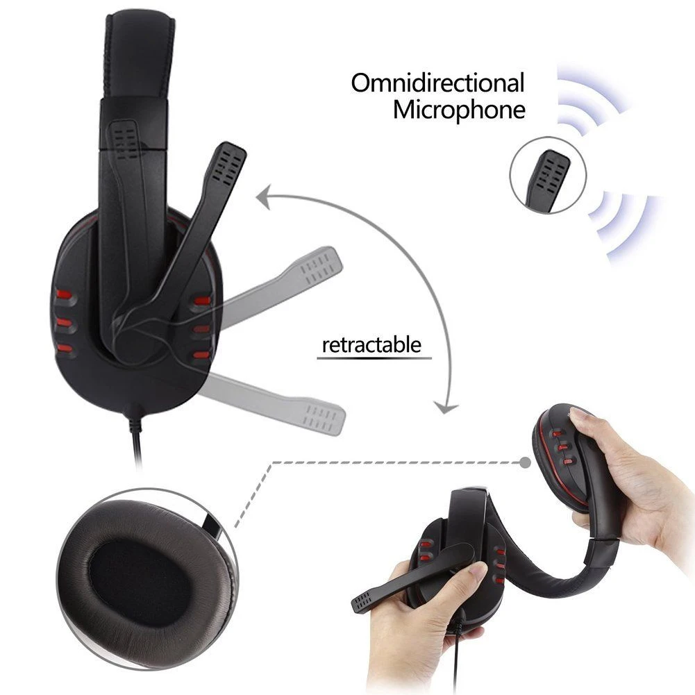 Universal Wired Computer PC Headband Headsets gamer Headphones With Mic 3 5mm