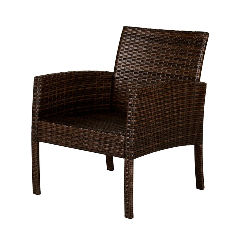 4 pcs Patio Steel Frame Coffee Table Furniture Set Sturdy Powder-coated Metal Frame W/ Cushion Outdoor Furniture HW54519