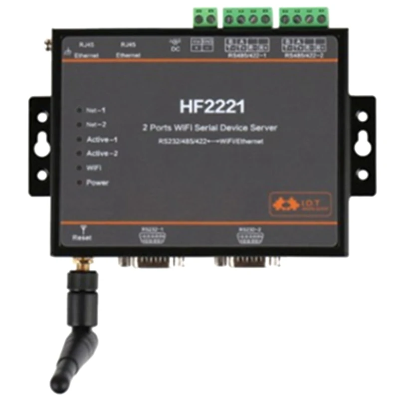 

HF2221 2 Ports Wifi Serial Device Server RS232/RS422/RS485 to Ethernet / Wi-Fi Serial Server F22500(EU Plug)