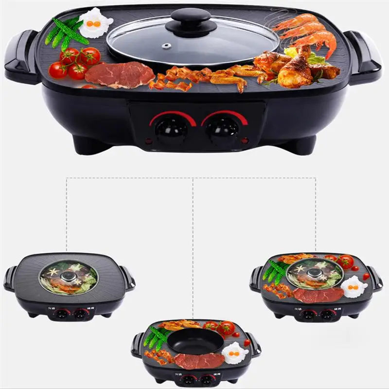 DoubleControlRoastingPotElectricBarbecueHotpotOvenGrill