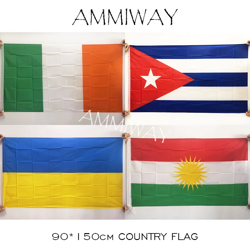 AMMIWAY 90х150 см 3х5 футов Ireland Cuba World флаги и баннеры Украина курдское оформление дома баннер для фестиваля|Флаги
