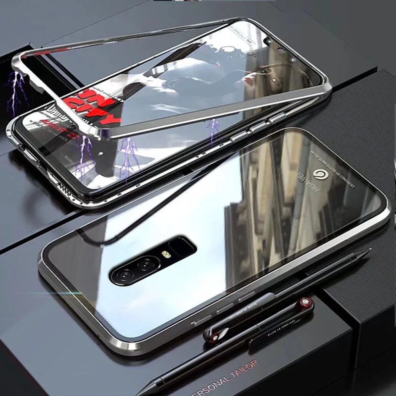 Чехол Coque для Oneplus 7 one plus 7 pro Oneplus7 One plus7 Металлическая магнитная рамка из твердого закаленного стекла для задней крышки телефона