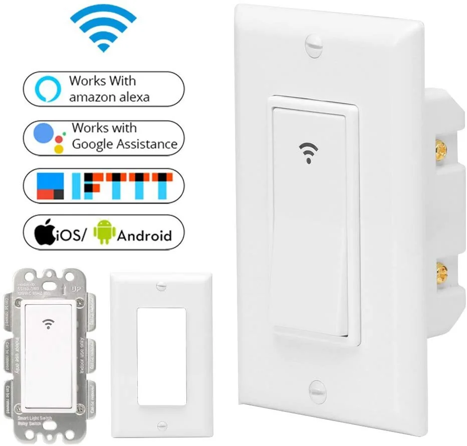 

US Smart Wall Switch Wifi 1/2/3 Gang Remote Control for Home Light Controller Work with Amazon Alexa Google Home Wall Mount