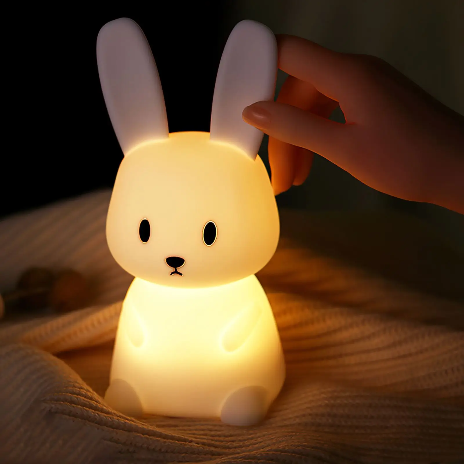 Rabbit Silicone Lamp Cute LED Colorful Atmosphere Night Light Soft ...