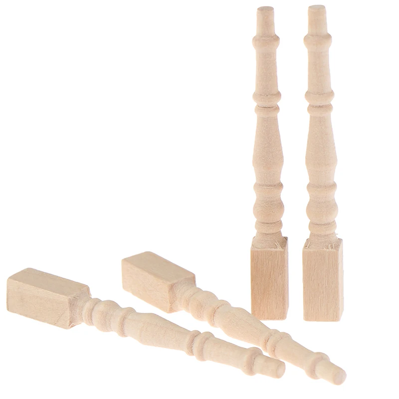 

4Pcs Brain Game Kids Toys Dollhouse Miniature DIY Wooden 1:12 Furniture Leg Chair Table