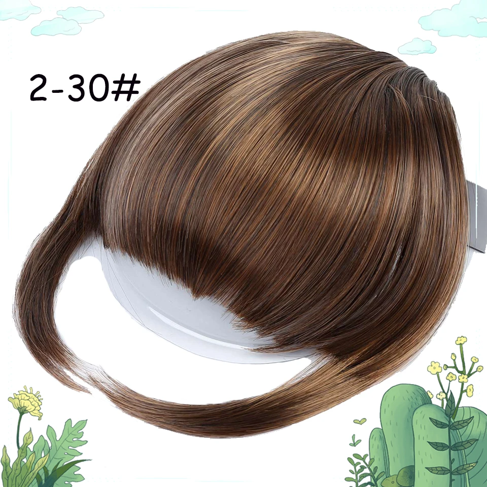 Поддельные короткие челки Клип В Наращивание волос Высокая температура Волокно синтетический коричневый модная челка матовый шелк аккуратный парик для женщин - Цвет: 80-2-30