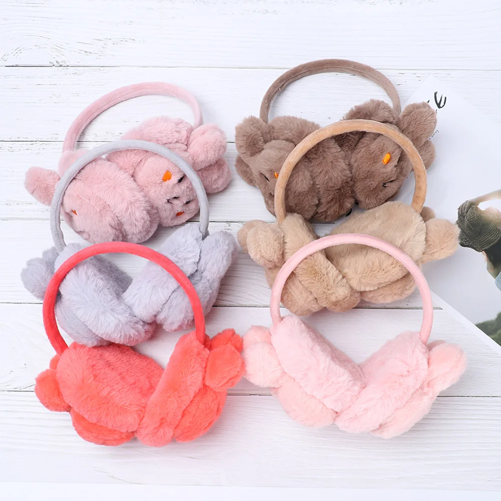 New Women Cute Rabbit Warm Earmuffs Girls Cartoon Thicken Cotton Warmth Ear Muffs Autumn Winter Ear Protection Earmuffs