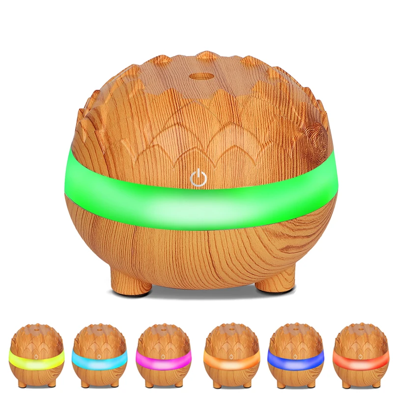 

usb Air Humidifier Wood Grain Aroma Diffuse 300ML Desk Humidificador mini decoration Essential Oil Mist Maker LED Light for Home