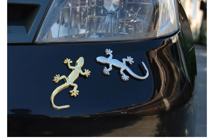 Низкая цена металлические твердые Gecko золотые и серебряные наклейки геккон Gecko Bihuo Asil наклейки Gecko бампер