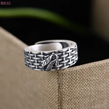 

Pure silver 990 rings for women retro Thai silver women's fashion temperament matte cicada opening Silver Ring