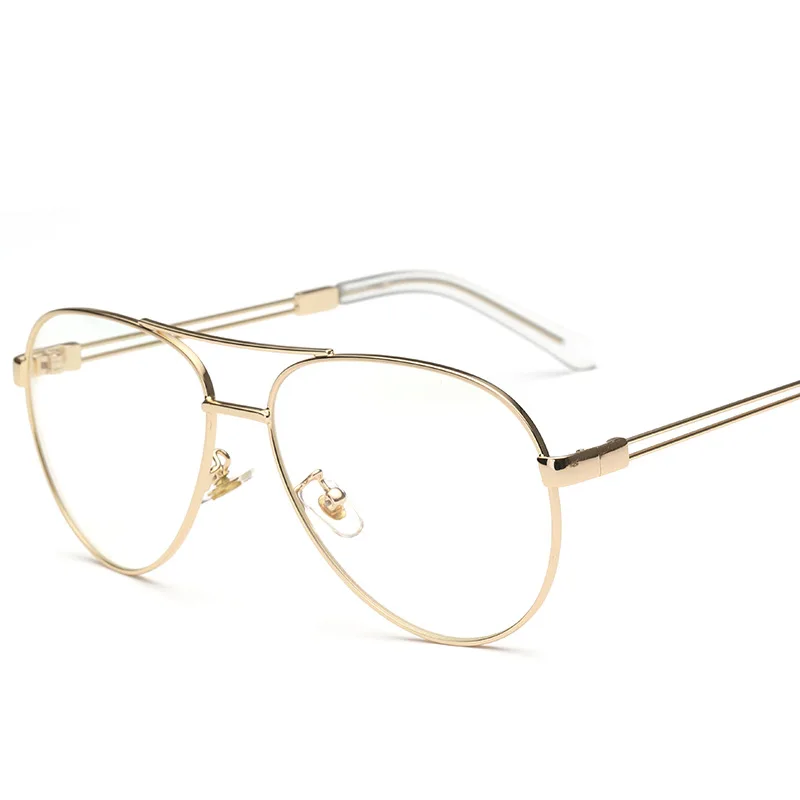

VAZROBE gold Glasses Women's Oversized aviation Eyeglasses Frames Female Clear Lens fashion points for prescription spectacles