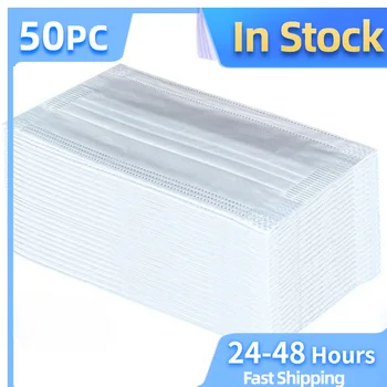 

Disposable Widen Ear Strap Rope Masks For Adult 3-Layer Mask Dustproof 50PC Solid In Stock Covers Mouth Disposable Fast Shipping
