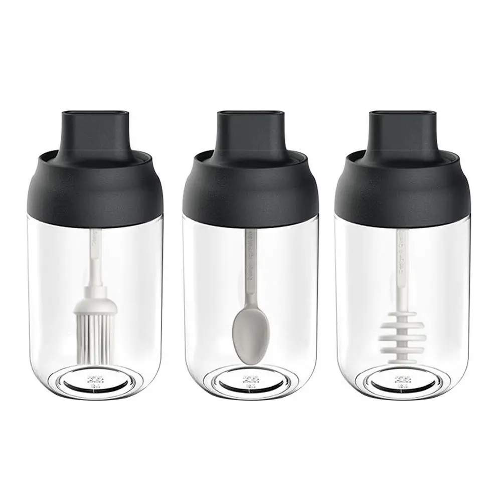 Кухонные стеклянные банки для приправ влагостойкие приправы интегрированные ложка и крышка дизайн приправ для мёда для масла бутылка