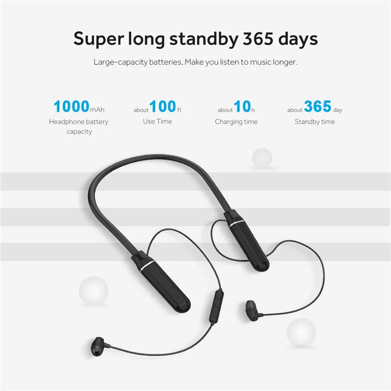 A8 ультра-долгое время ожидания Bluetooth 5,0 гарнитура наушники спортивный нашейный большой емкости металлы магнетитц всасывающие головки Поддержка Siri