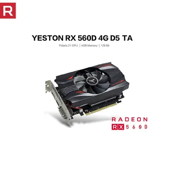 yeston RX560D-4G D5 Video Card Discrete Gaming Graphics Card 1176MHz/6000MHz 4G/128bit/GDDR5/DP+DVI-D+HDMI Desktop Video Cards 1