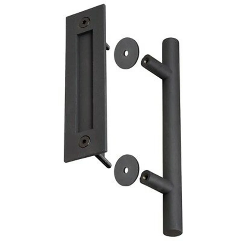 Hardware Sliding Barn Wooden Door Handle Set With Screw Pull And Push Cast Iron