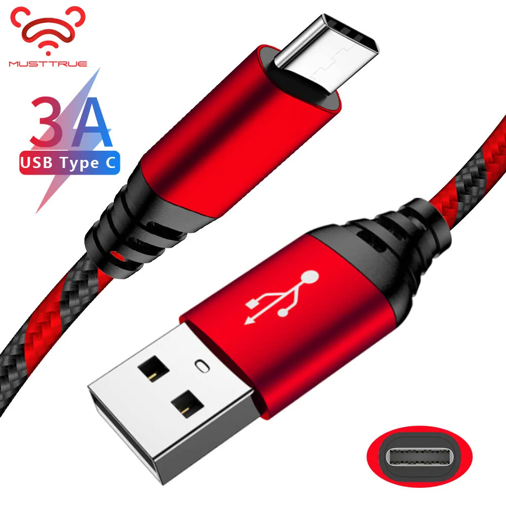 MUSTTRUE 3.0A кабель usb type C для samsung a70 a50 type-c шнур провод быстрого заряда xiaomi mi 9 se телефон