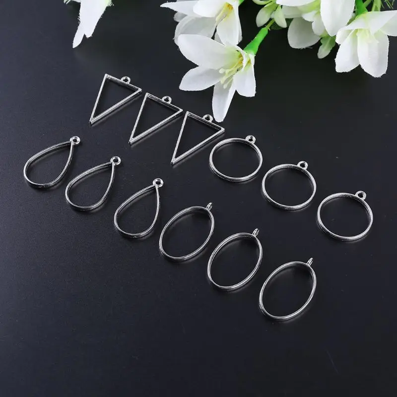 ANGELADY 12Pcs Epoxy Border Geometric Hollow Pendant Frame DIY Resin Crafts Necklace Bracelet Jewelry Accessories | Украшения и