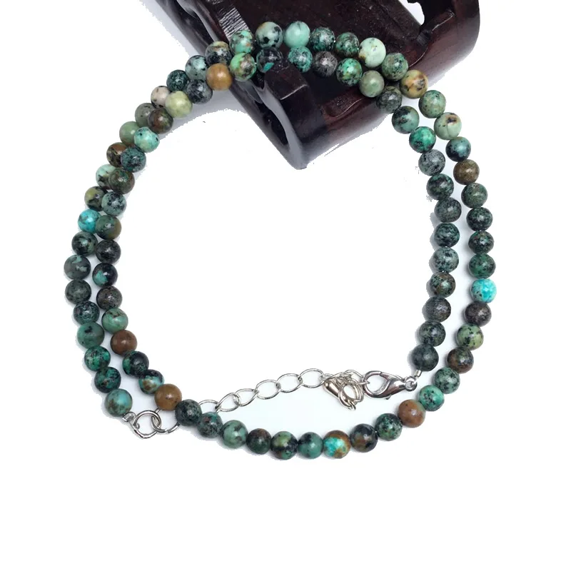 Elegant Multi-Stone Beaded Necklace with Amazonite, Agate, Alabaster, and Lava Stones