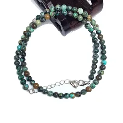 Elegant Multi - Stone Beaded Necklace with Amazonite, Agate, Alabaster, and Lava Stones - 38 - 40CM (African Turquoise)