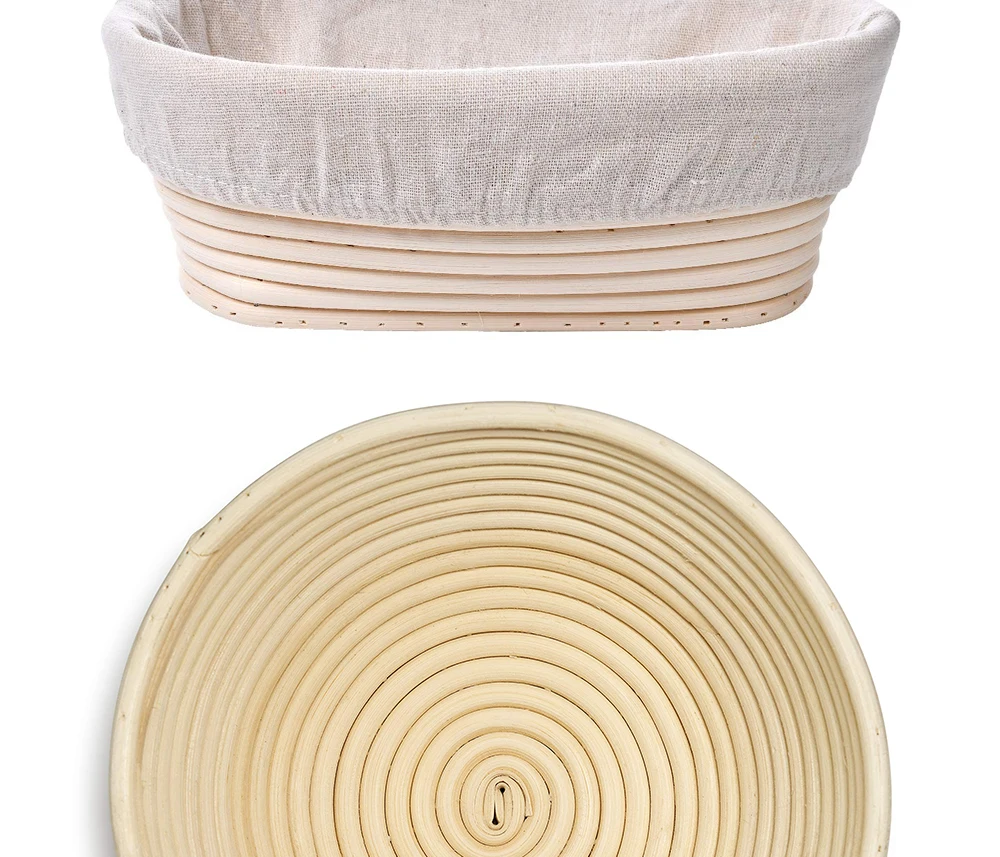Handmade Rattan Bread Banneton Basket Set With Liner Bread Proofing Baskets Round/Oval Sourdough Proving Basket Bakery Cafe