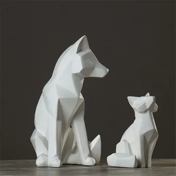 

Nordic Simple White Abstract Geometric Fox Sculpture Creative Modern Animal Figurine Home Living Room Decor Office Ornaments