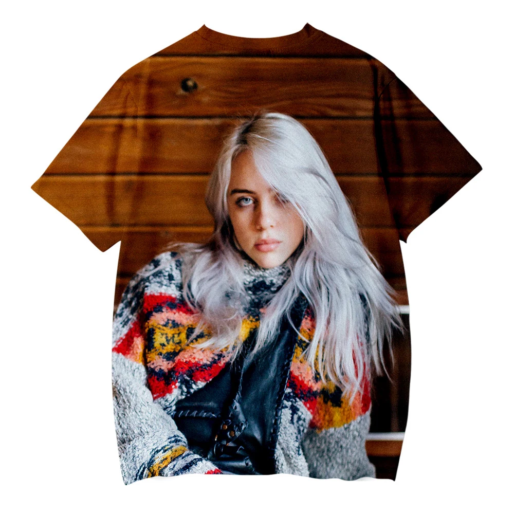 Billie Eilish/футболка с 3D принтом для маленьких мальчиков и девочек летние футболки с короткими рукавами топы унисекс, футболки, Детский костюм, рубашка