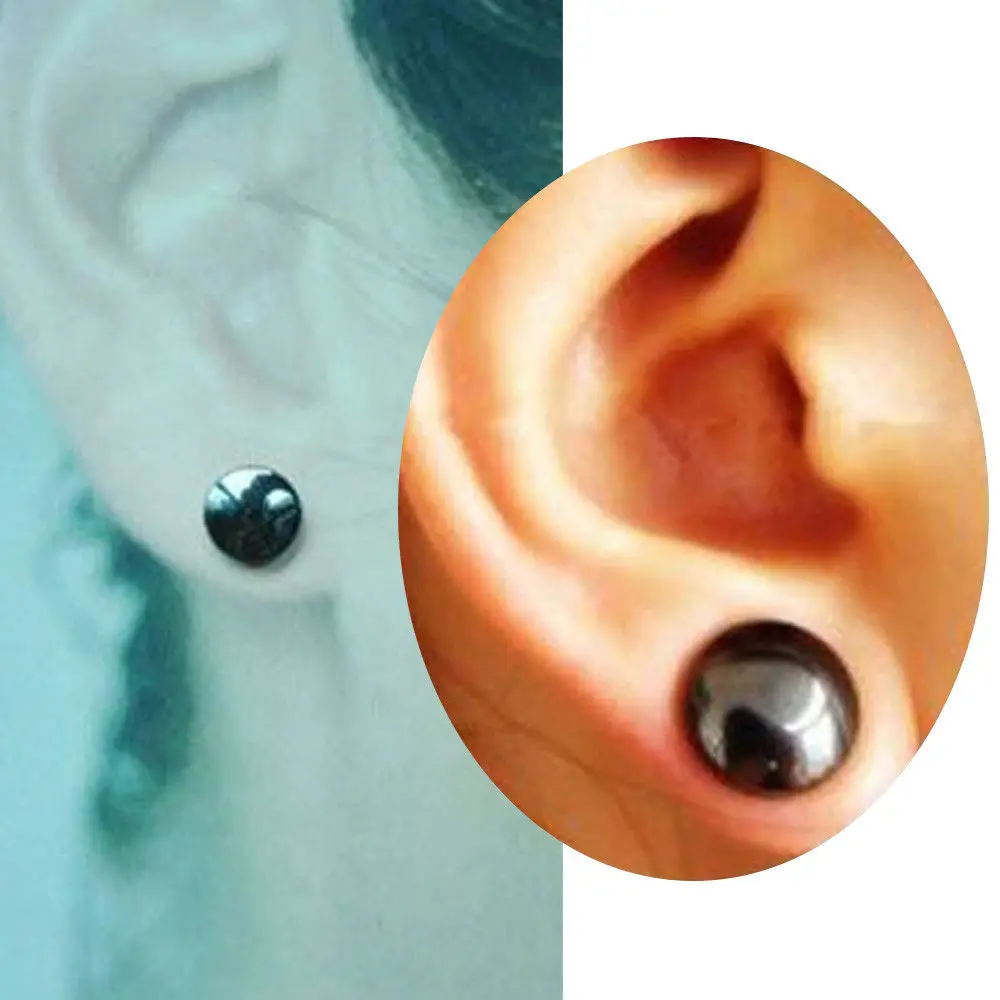 1 пара черные магнитные ушные кнопки массажные ногти здоровая потеря веса
