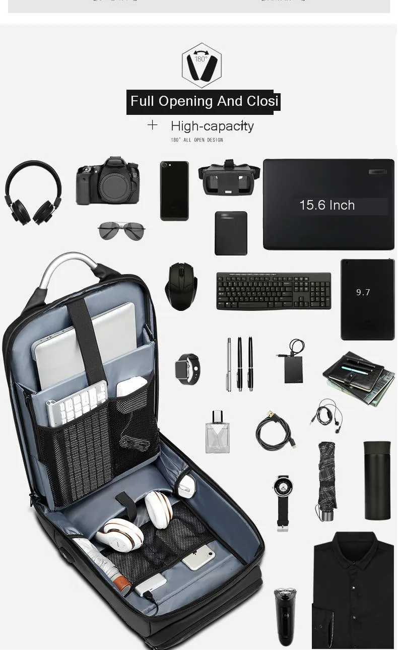 Мужской рюкзак USB интерфейс плечи Противоугонный рюкзак для путешествий 15-17 дюймов Водонепроницаемый рюкзак для ноутбука Mochila Masculina