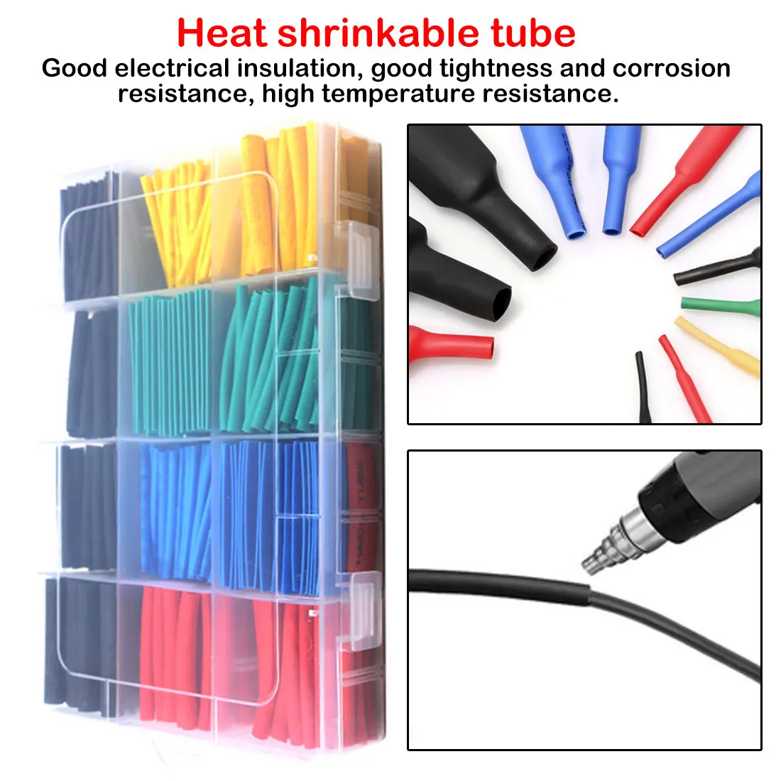 

Heat Shrink Tubing Insulation Shrinkable Tube Assortment Electronic Polyolefin Ratio 2:1 Wrap Wire Cable Sleeve Tubes Kit 530pcs