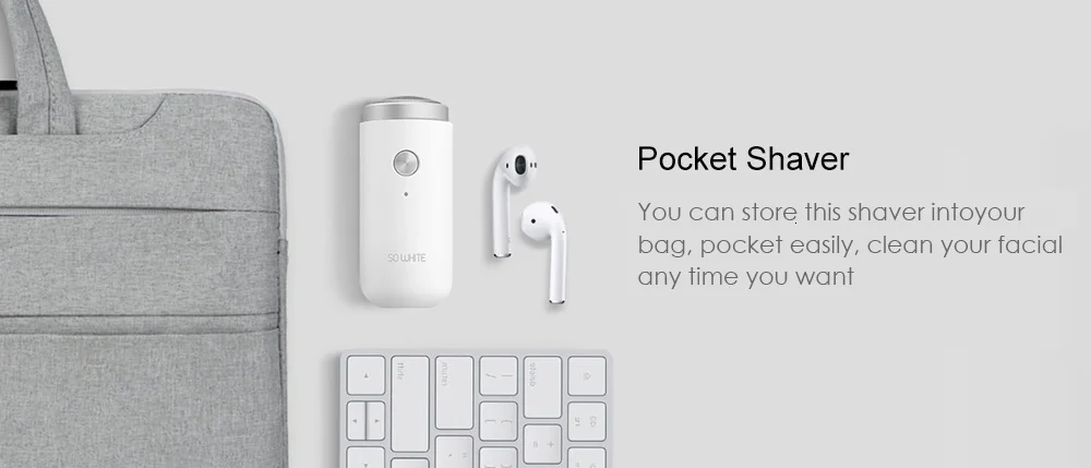 2-SOOCAS SO WHITE ED1 Mini Electric Shaver Razor USB Rechargeable Portable Beard Trimmer Washable for Men Dry Wet Shaving Xiaomi