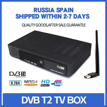 

European DVB T2 HD digital terrestrial TV receiver H.264 MPEG2/4 DVB T2 TV tuner set-top box supports WiFi dongles