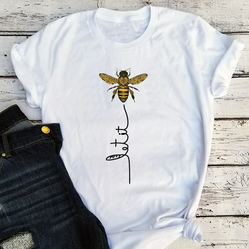Футболка Let It Bee Вегетарианская футболка для женщин 2020 подарок любителей животных