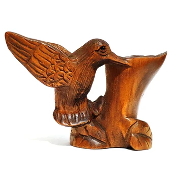 

Y6404 - 2" Hand Carved Boxwood Netsuke : Pretty Bird Wood Pecker Animal Statue Small Carving Crafts Home Decoration Ornaments