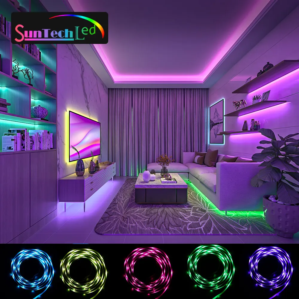 Bande Lumineuse Led Rgb Avec Télécommande, Bluetooth, 5-40m,  Synchronisation De La Musique, Lumière Changeante, Pour La Décoration De La  Maison - Led Bande - AliExpress