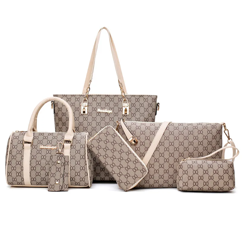 

2019 WOMEN'S Fashion Handbag Simple Shoulder Different Size Bags Six Pieces Set Large Bag Multi-Purpose Shoulder Bag/ Hand Bag W