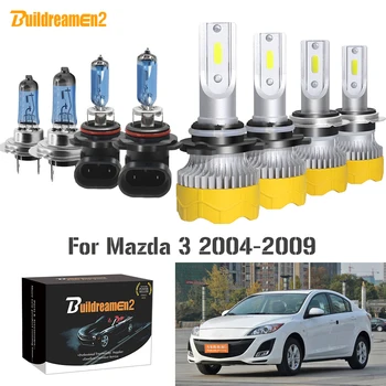 

Buildreamen2 4 Pieces Car Headlight High Low Beam 9005 H7 Auto LED Halogen Headlamp Light 12V For Mazda 3 2004-2009