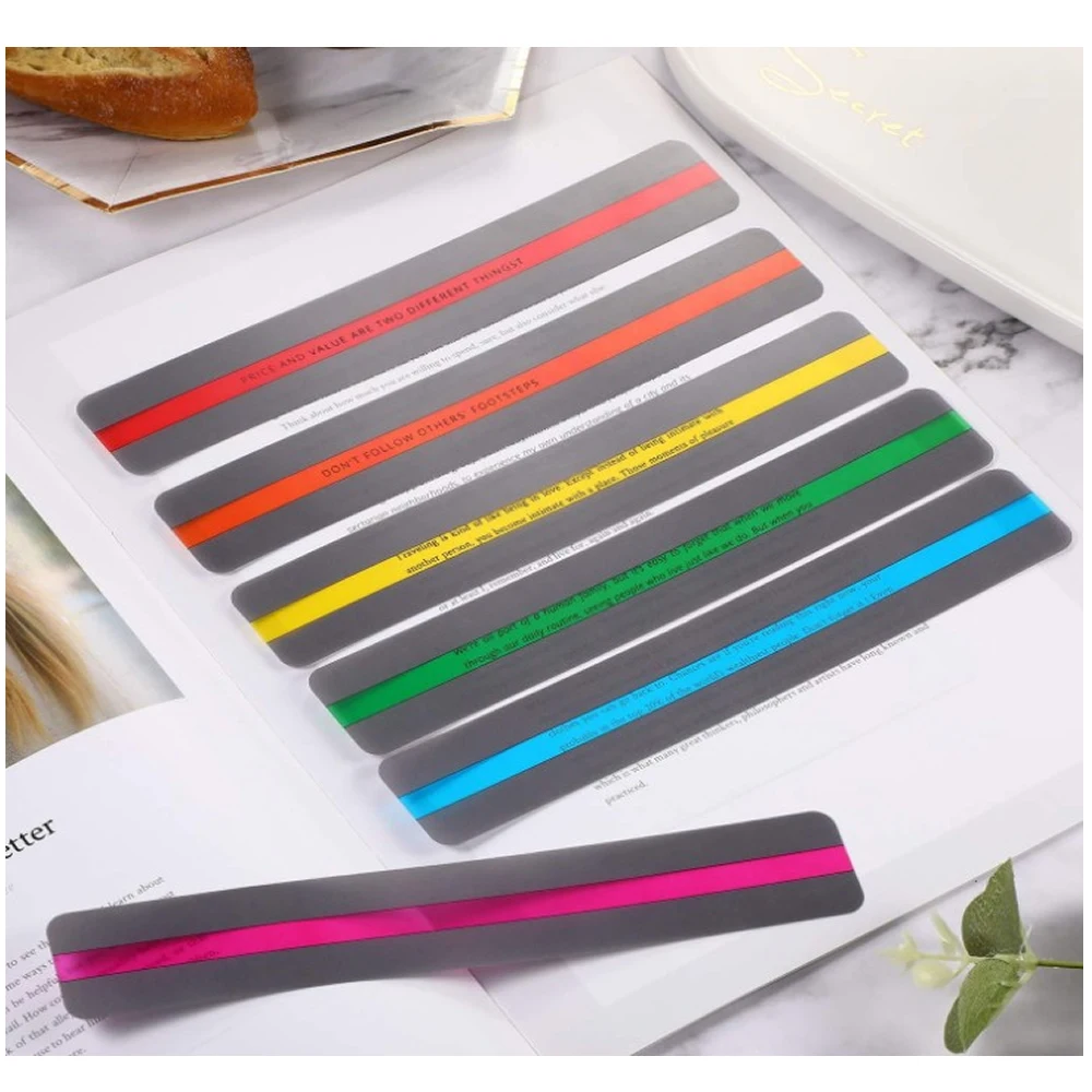 

NEW 8 Pieces Reading Guide Strips Highlighter Colored Overlays Bookmark Read Strips for Student Teacher Dyslexia People Kid Gift