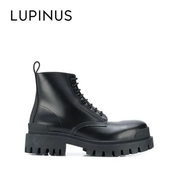 

Lupinus Luxury Brand Design Ankle Boots For Women 2020 New Platform Chunky Heel Women Flat Leather Boots Fashion INS Women Boots
