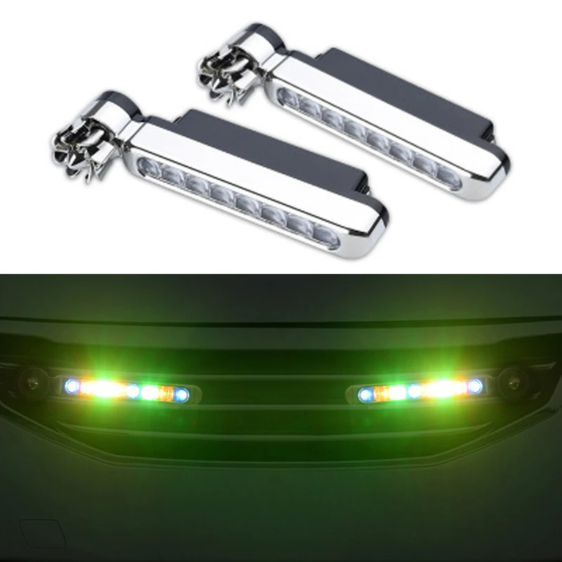 

2 Pieces/set of Wind Energy Car Daytime Running Lights 8 LED Lamp Beads Car Front Grille Exterior Decoration Atmosphere Light