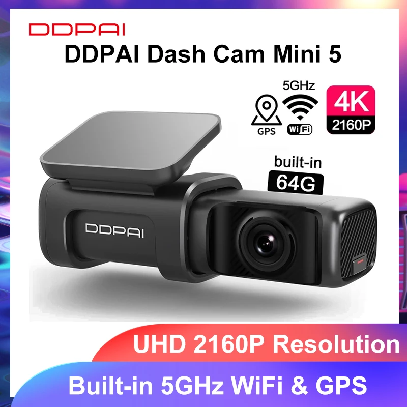 DDPAI Dash Cam Mini 5 UHD DVR Android Автомобильная камера 4K Встроенный Wifi GPS 24H парковка 2160P Авто