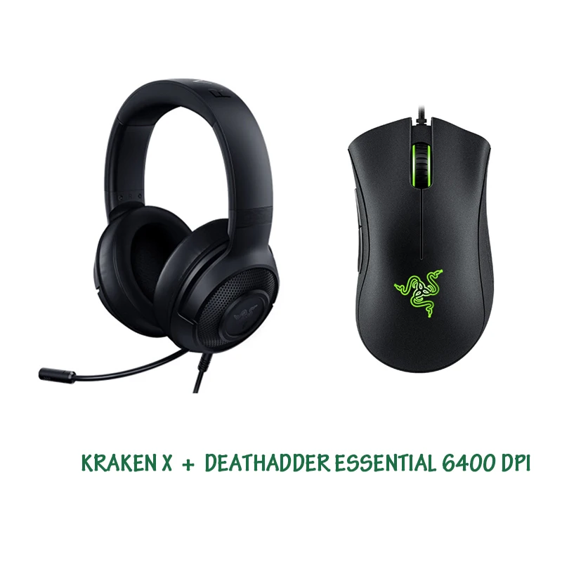 

Razer Kraken X / Kraken Essential Gaming Headset With Deathadder Essential 6400 DPI Gaming Mouse For PC/Laptop Gamer